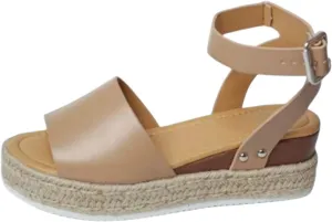 Open Toe Sandals for Women Buckle Ankle Strap Dressy Wedge Sandals 2025 Fashion Summer Wedges Comfortable Casual Walking Shoes Espadrilles Flatform Roman Sandal Breathable Shoes for Office Work Womens