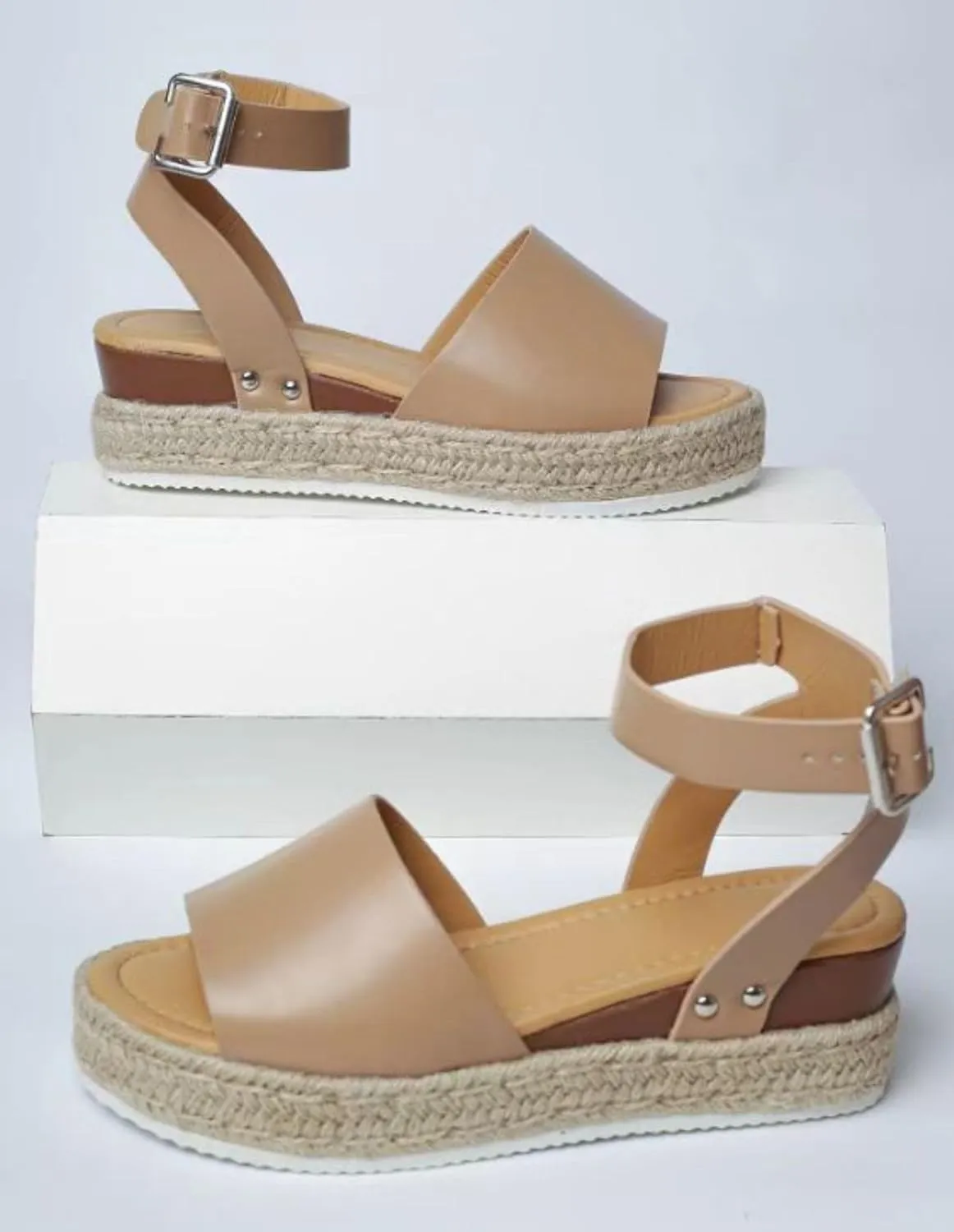 Open Toe Sandals for Women Buckle Ankle Strap Dressy Wedge Sandals 2025 Fashion Summer Wedges Comfortable Casual Walking Shoes Espadrilles Flatform Roman Sandal Breathable Shoes for Office Work Womens
