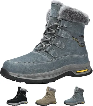 Optigard Men's High-Top Lace-up Snow Boots Winter Warm Fur Lined Waterproof Furry Boots Cold Weather Outdoor Anti-Slip Working Hiking Sneaker