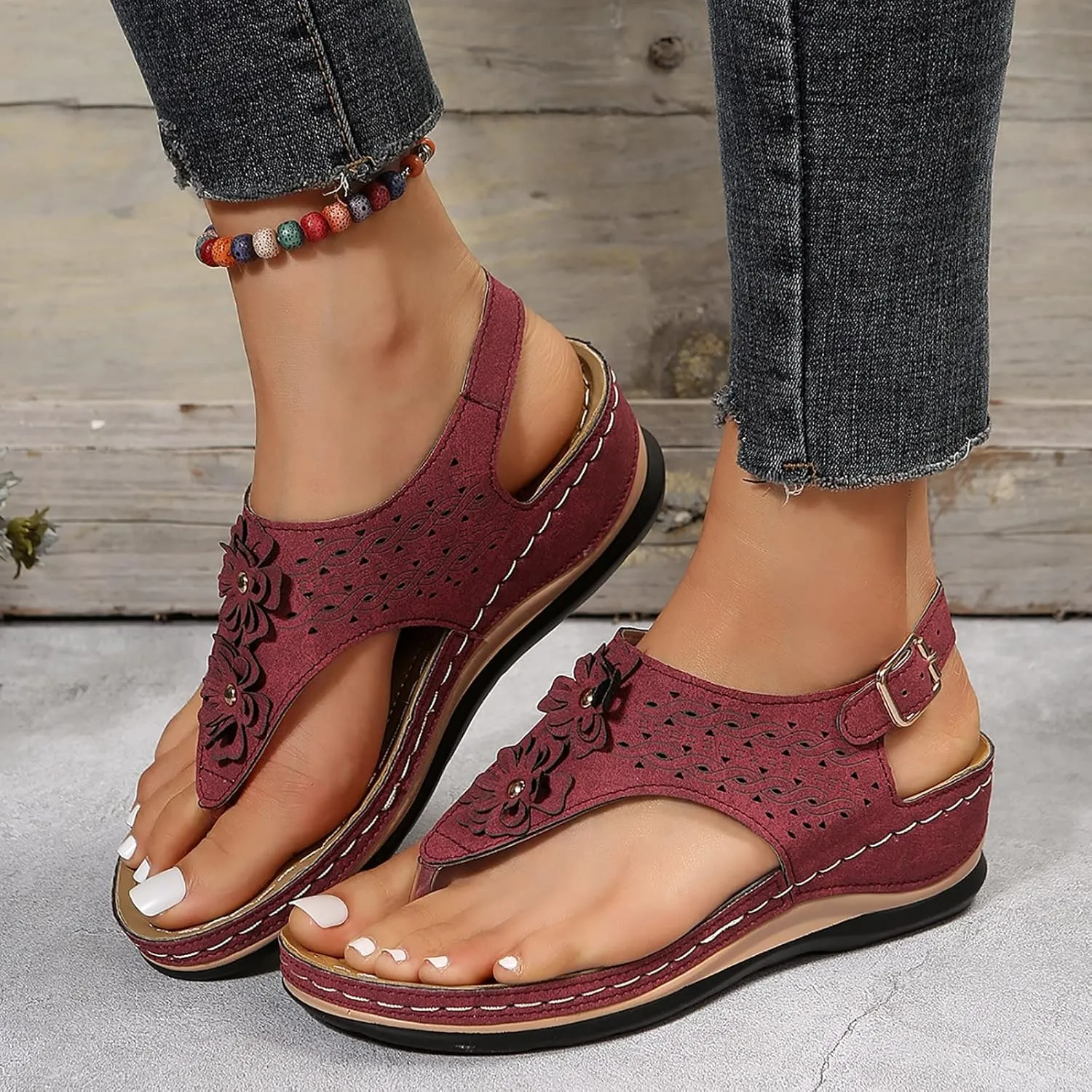 Orthopedic Leather Sandals for Women Orthotic Sandals with Heels Orthopedic Fascitis Plantar Sandals Women Orthopedic High Arch Support Inserts Women Sandal Women's Orthopedic Arch Support Flip Flops