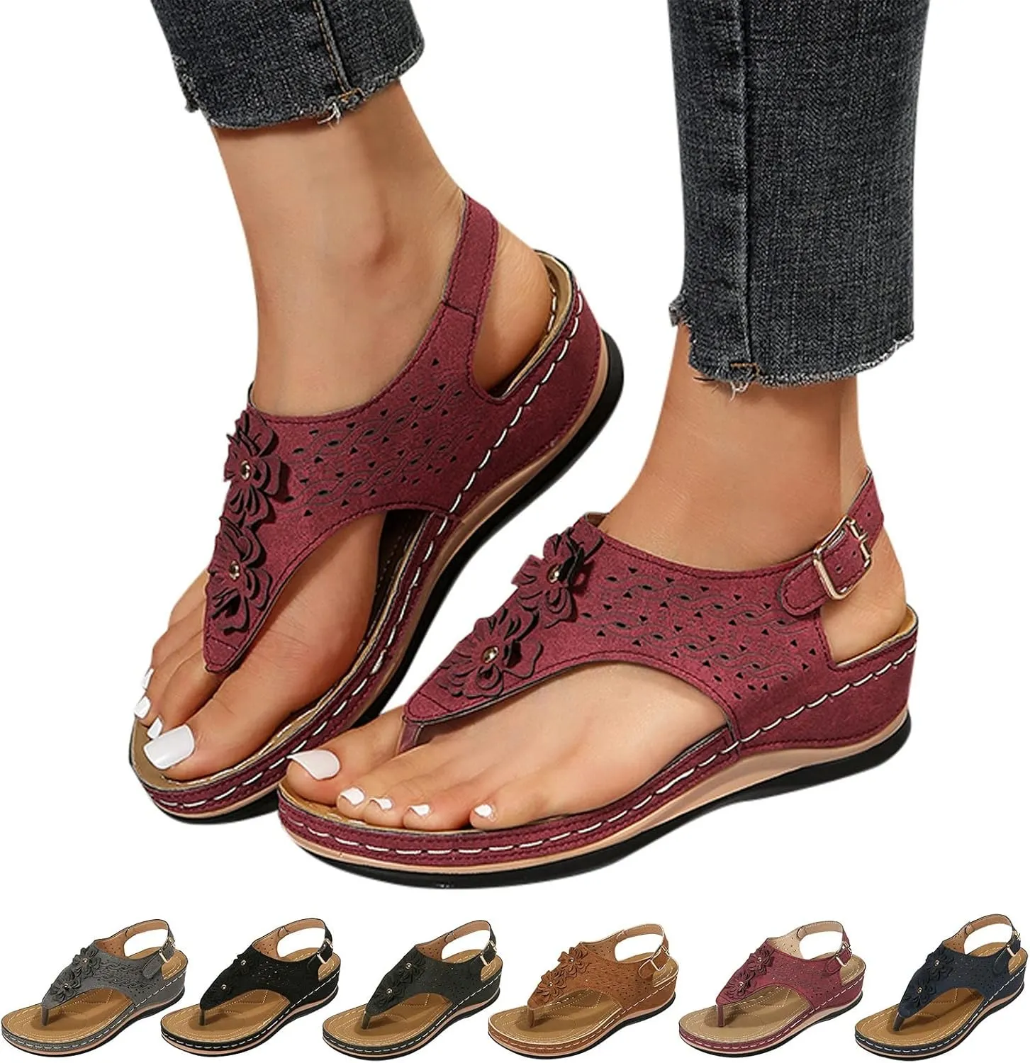Orthopedic Leather Sandals for Women Orthotic Sandals with Heels Orthopedic Fascitis Plantar Sandals Women Orthopedic High Arch Support Inserts Women Sandal Women's Orthopedic Arch Support Flip Flops