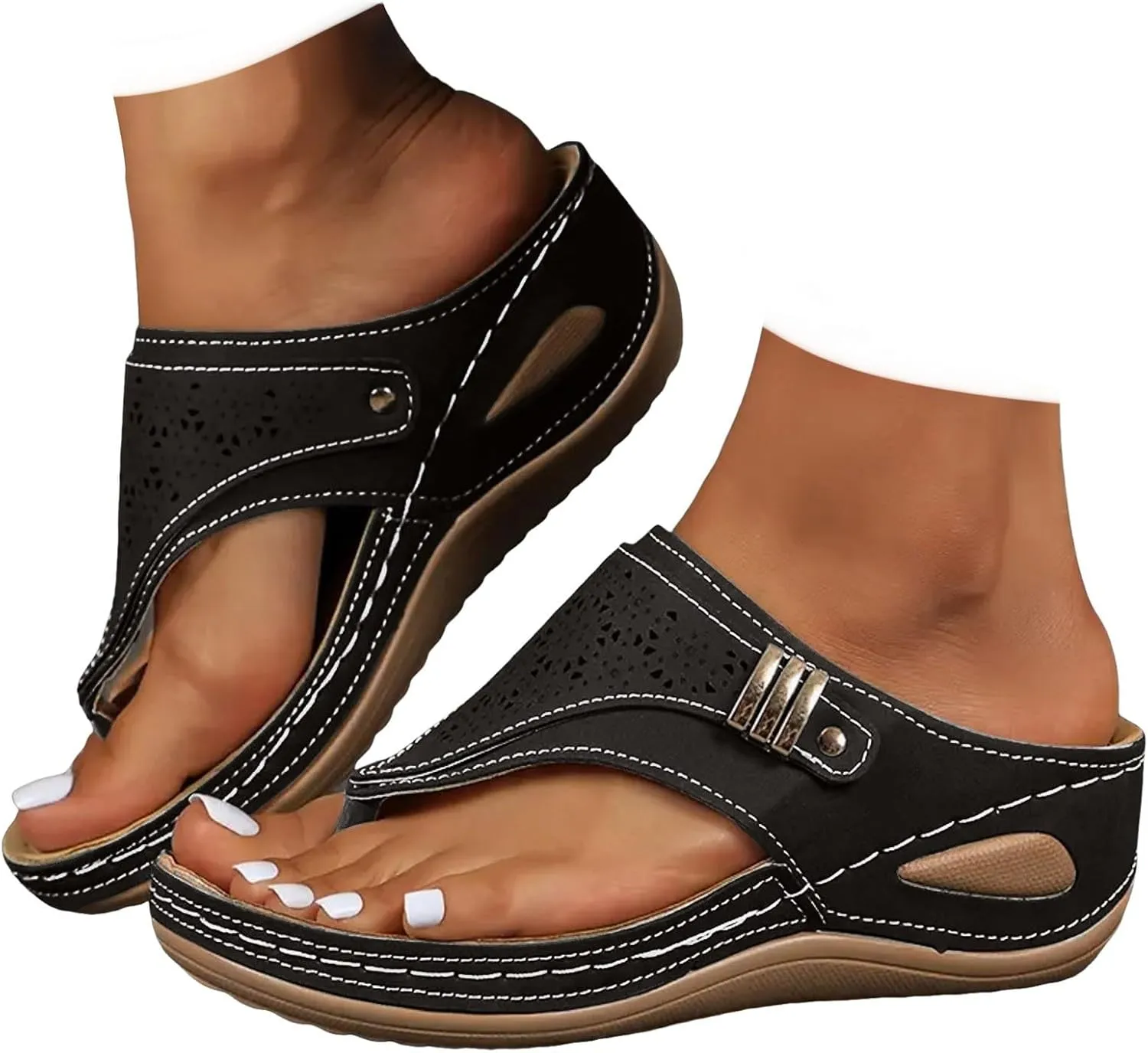 Orthopedic Platform Flip Flop with Arch Support, Women Summer Dressy Comfortable Sandals Arch Support Wedge Sandals 2025 Non Slip Flip Flops Sandals, Beach Slippers