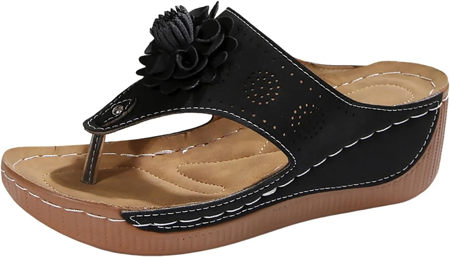 Orthopedic Platform Wedge Sandals for Women Summer Dressy 2025,Low Wedges Sandal Retro Bohemian Floral Breathable Slip On Orthopedic Arch Support Slides