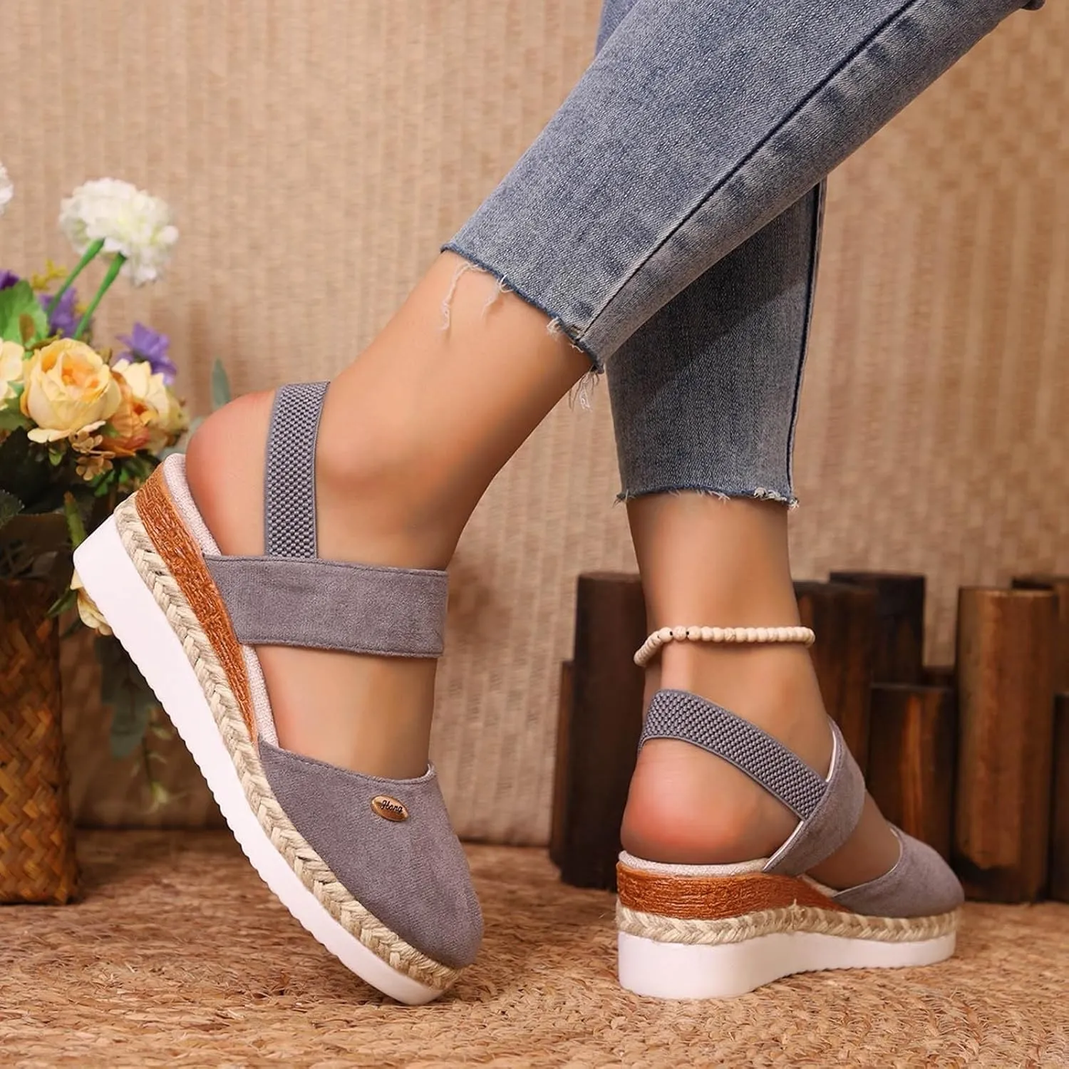 Orthopedic Platform Wedge Sandals for Women Summer Dressy 2025,Women's Espadrilles Wedges Close Toe Comfortable Anti Slip Adjustable Buckle Ankle Strap Shoes