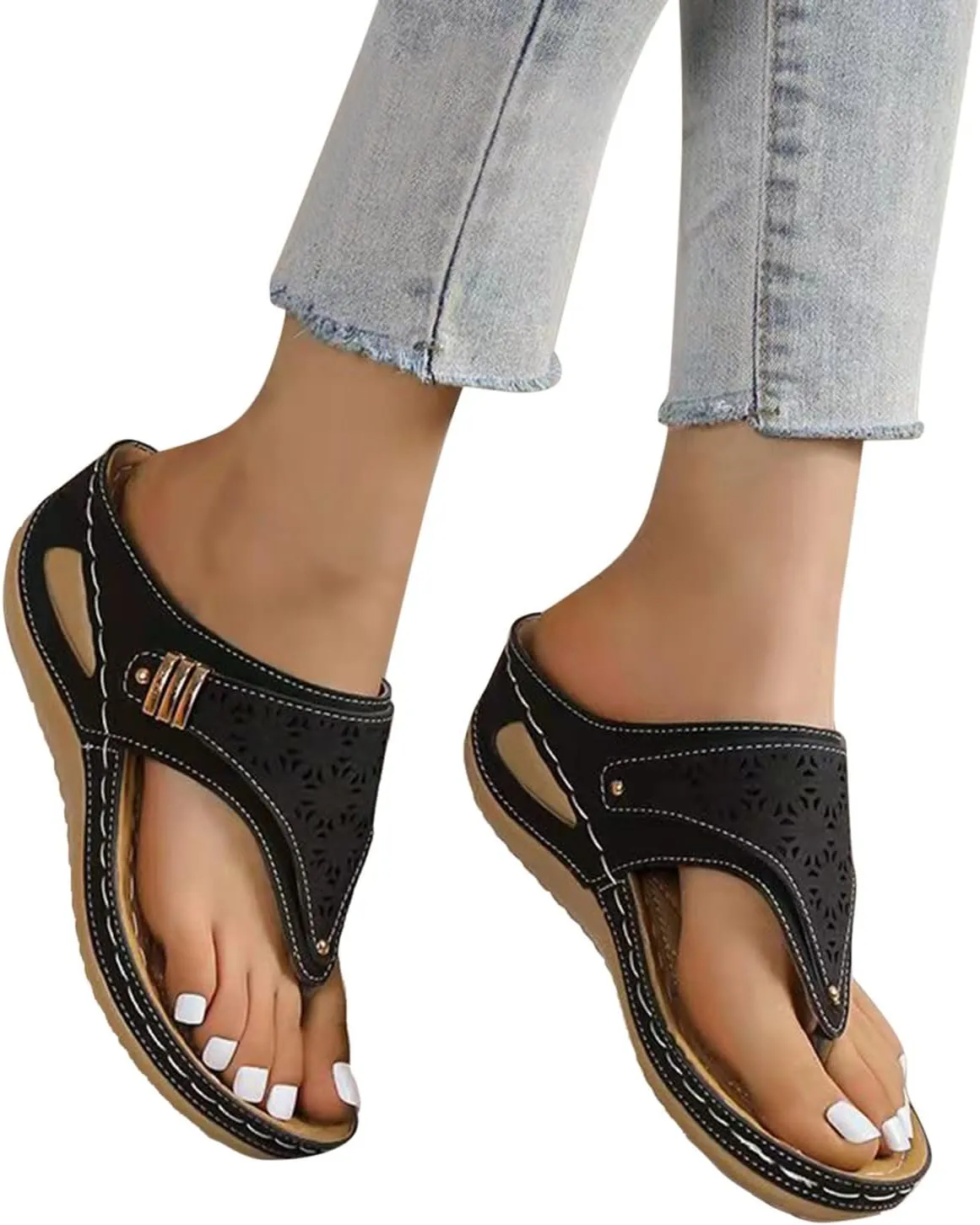 Orthopedic Sandals for Women 2025 Dressy Summer Comfortable Sandal Arch Support Wedge Slippers Casual Flip Flops