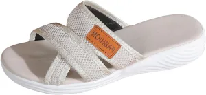 Orthopedic Sandals for Women 2025 Summer Breathable Hollow Mesh Slide Sandals Orthotic Slippers with Arch Support Casual Flat Sandal for Plantar Fasciitis Trendy Flip Flops