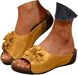 Orthopedic Sandals for Women 2025,Arch Support Slides Wedge Heel Breathable Orthotic Platform Summer Sandal for All-Day Walking Comfort Slip-On Shoes