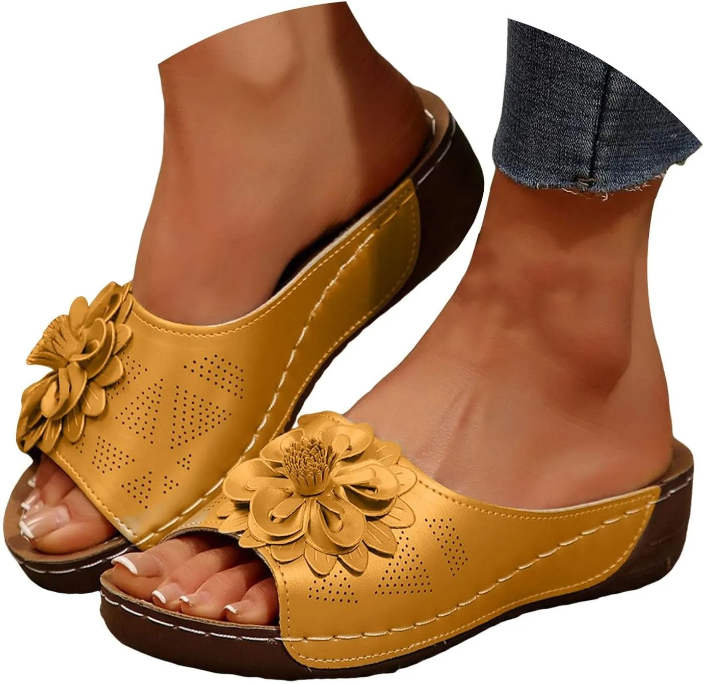 Orthopedic Sandals for Women 2025,Arch Support Slides Wedge Heel Breathable Orthotic Platform Summer Sandal for All-Day Walking Comfort Slip-On Shoes