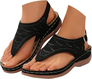 Orthopedic Sandals for Women 2025,Womens Walking Slippers with Arch Support Anti-Slip Breathable Vintage Slip On Flip Flops Dressy Summer Flat
