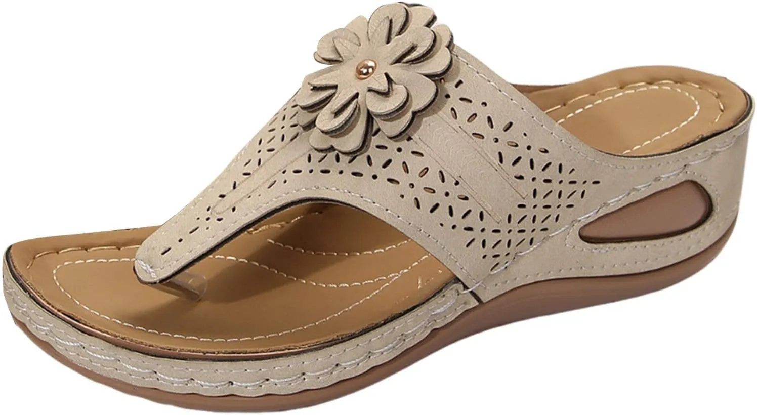 Orthopedic Sandals for Women Arch Support Flower Hollow Wedge Sandals 2025 Casual Slip On Flip Flops Sandal Shoes