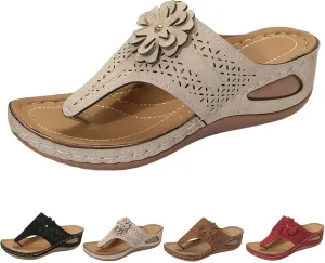 Orthopedic Sandals for Women Arch Support Flower Hollow Wedge Sandals 2025 Casual Slip On Flip Flops Sandal Shoes