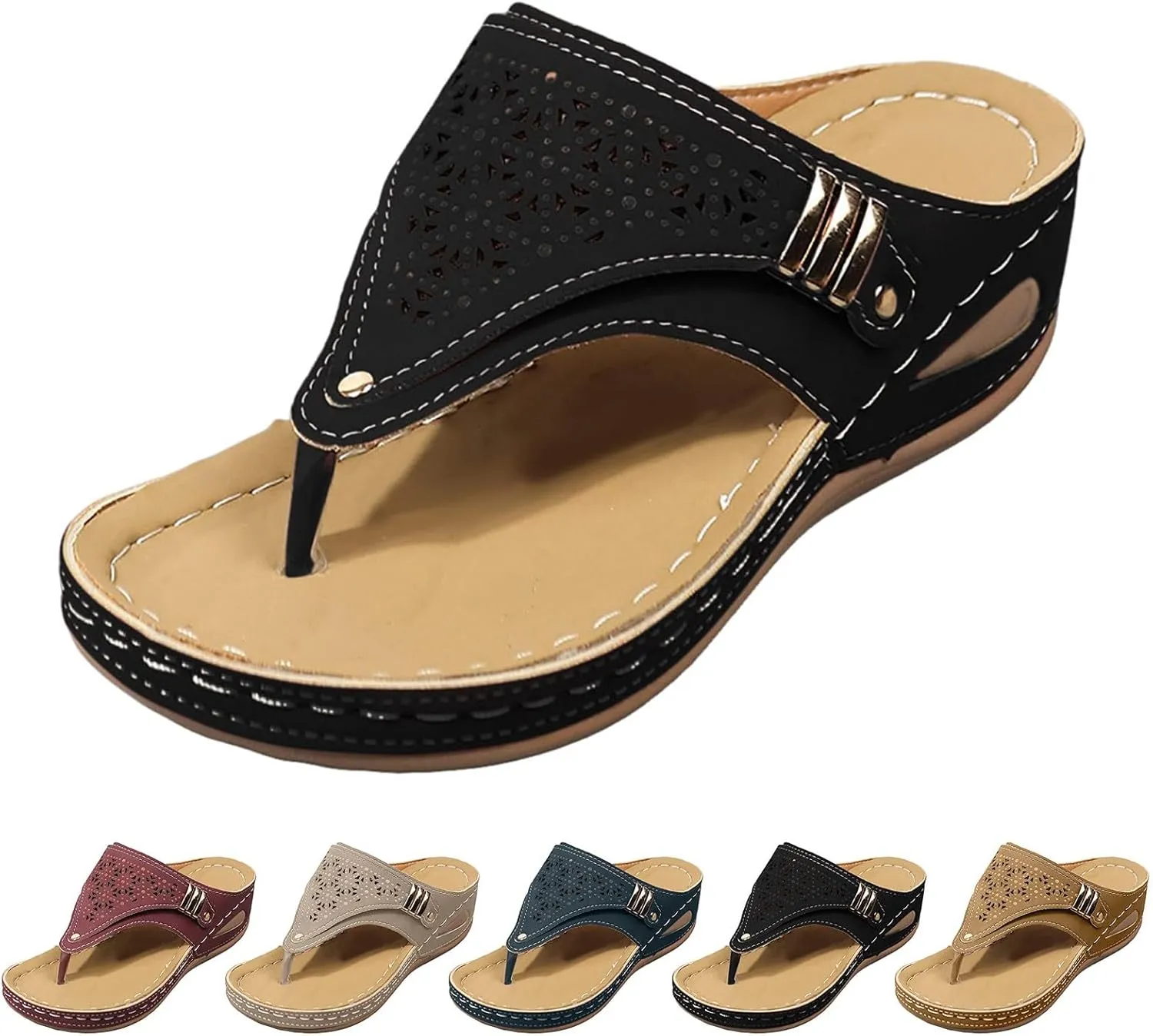 Orthopedic Sandals for Women Arch Support, Women Dressy Summer Wide Width Sandals Slip On Wedges 2025 Flip Flops