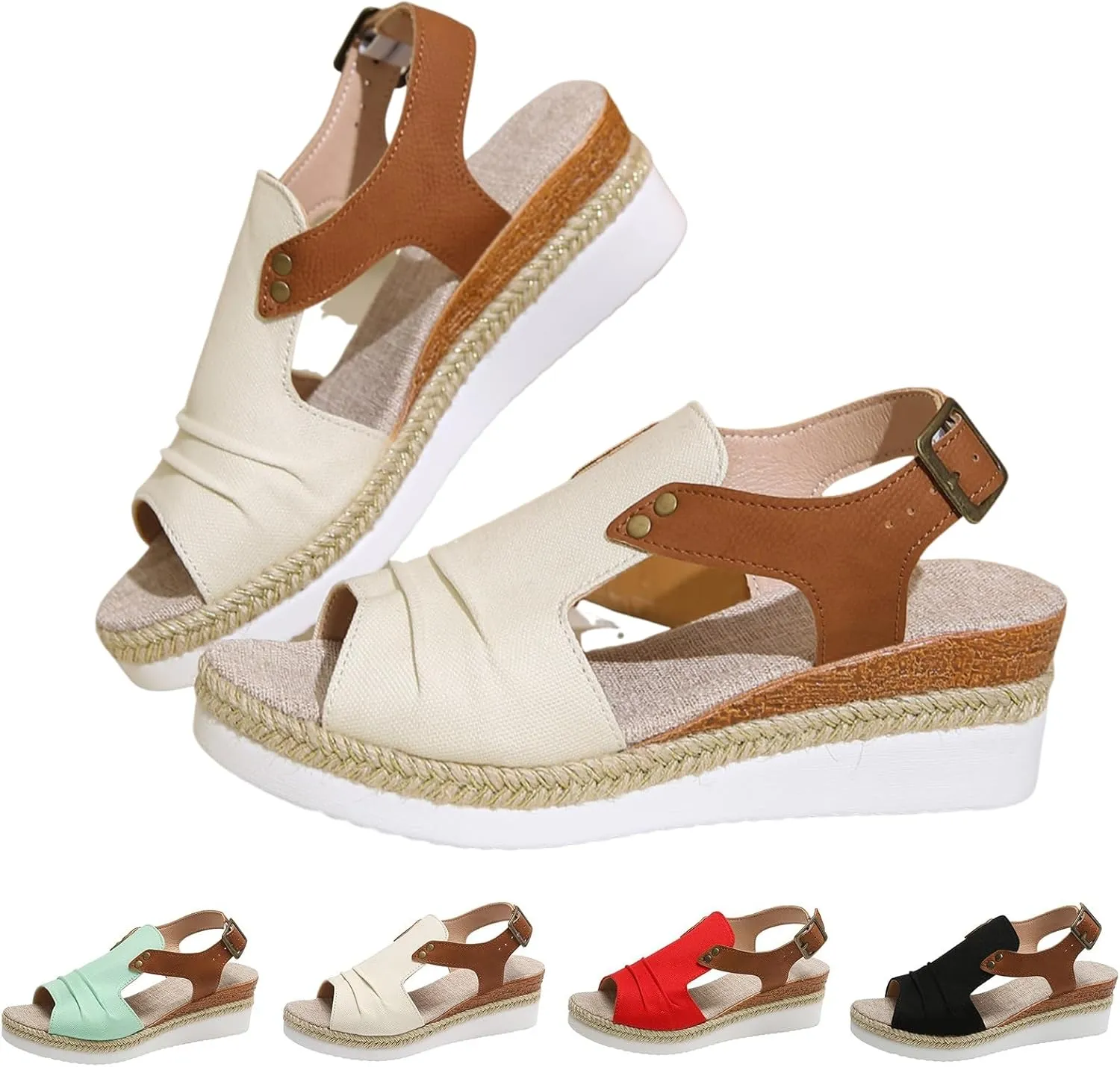 Orthopedic Sandals for Women Arch Support,Open Toe Wedges Heels Platform Sandals Lightweight Espadrilles Summer Shoes