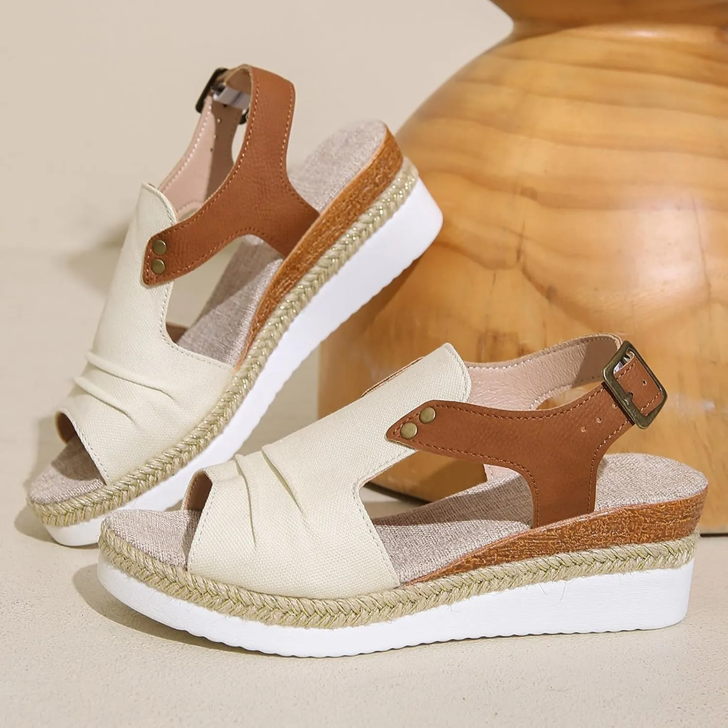 Orthopedic Sandals for Women Arch Support,Open Toe Wedges Heels Platform Sandals Lightweight Espadrilles Summer Shoes