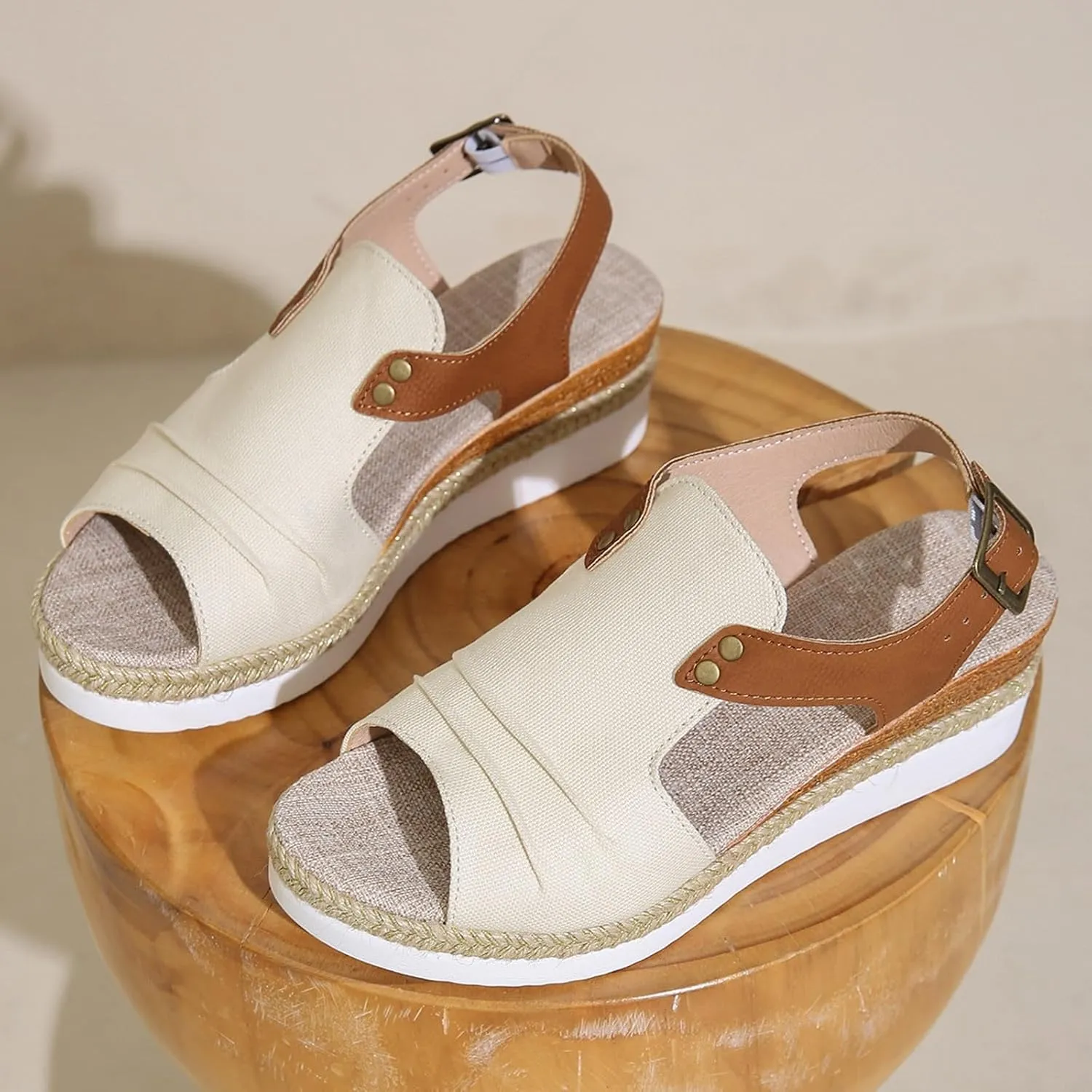 Orthopedic Sandals for Women Arch Support,Open Toe Wedges Heels Platform Sandals Lightweight Espadrilles Summer Shoes