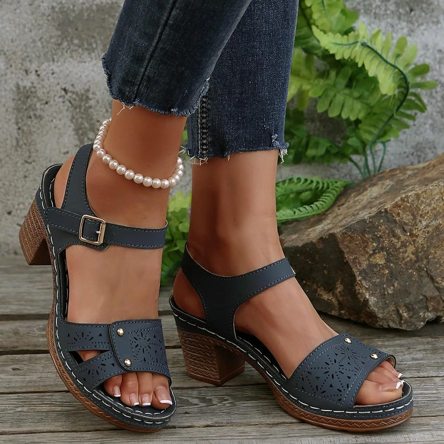 Orthopedic Sandals for Women Comfortable Dressy Arch Support Ankle Strap Beach Wedge Sandals Platform Summer Casual Hollow Out Open Toe Low Heel Breathable Shoes
