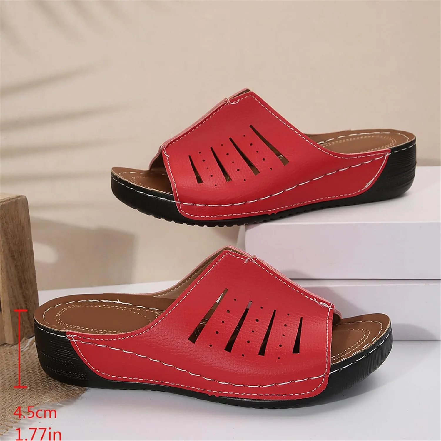 Orthopedic Sandals for Women Dressy Damping Sole Upgradation Stretch Lightweight Arch Support Walking Summer Platform Wedge Slippers Open Toe Mule Support Non-Slip Comfortable Outdoor Beach