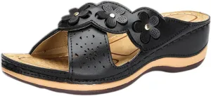 Orthopedic Sandals for Women Slip On Open Toe Slippers Outdoor Sandals Low Wedges Walking Shoes with Arch Support Vacation Beach Shoes 2025 Bohemian Sandal