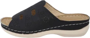 Orthopedic Sandals for Women Slip On Walking Slippers with Arch Support Cushion Platform Dressy Summer Flip Flops Wedge Comfortable Footbed Casual Damping Sole Support Low Heel Shoes