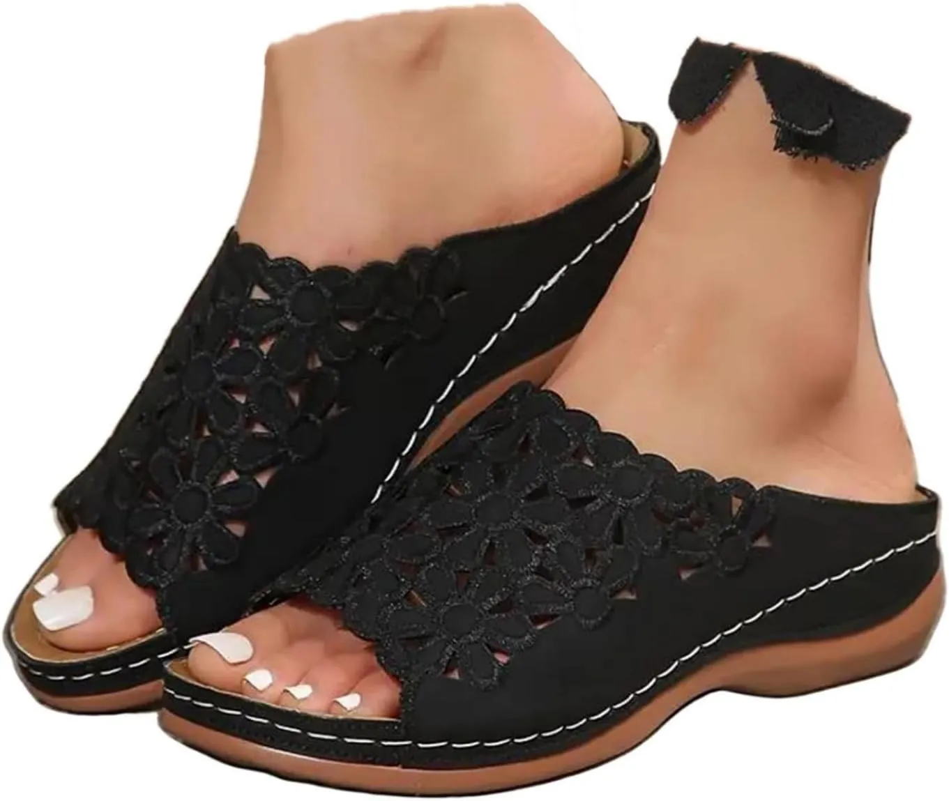 Orthopedic Sandals for Women Slip On Walking Slippers with Arch Support Cushion Platform Sandals Dressy Summer