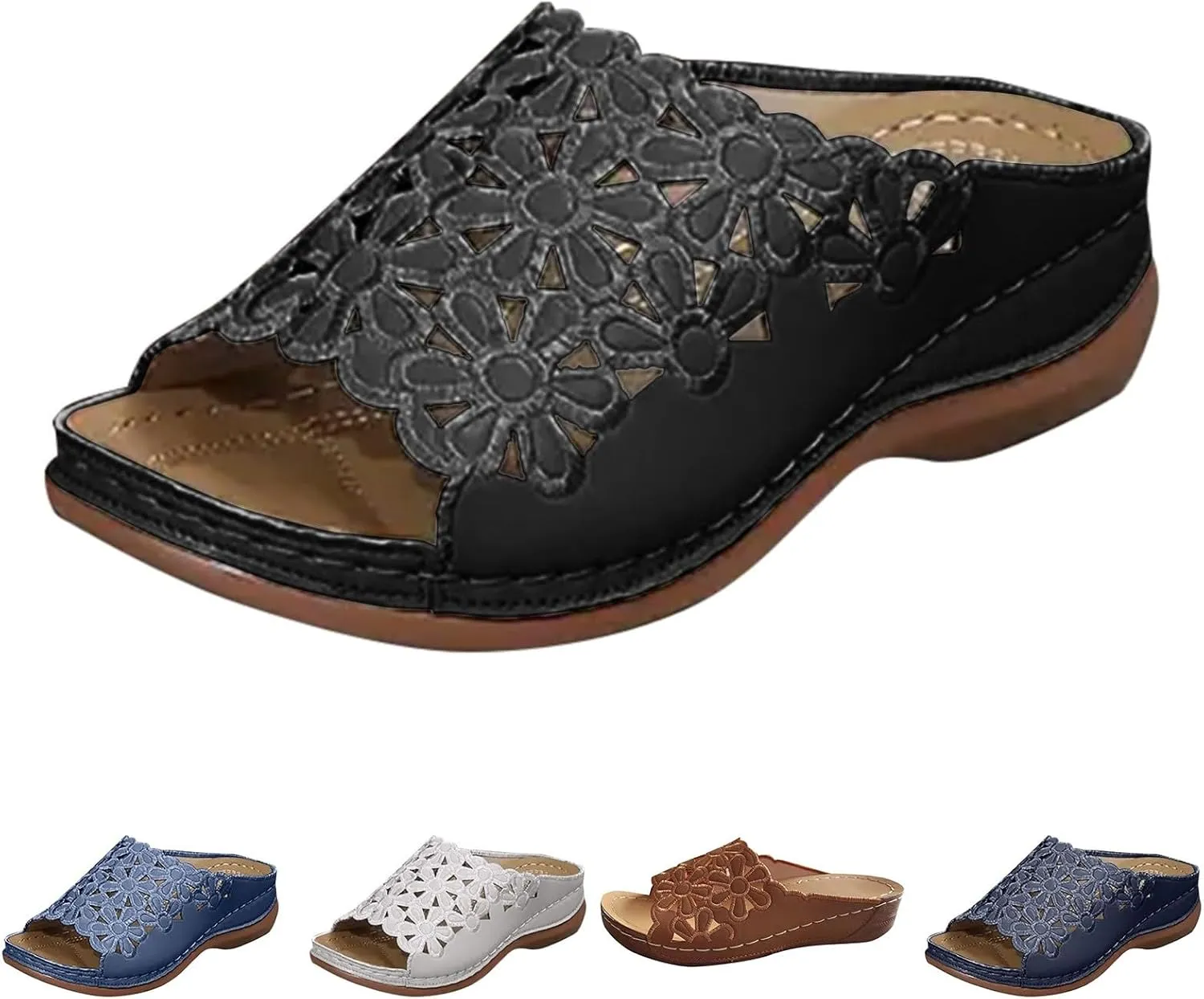Orthopedic Sandals for Women Slip On Walking Slippers with Arch Support Cushion Platform Sandals Dressy Summer
