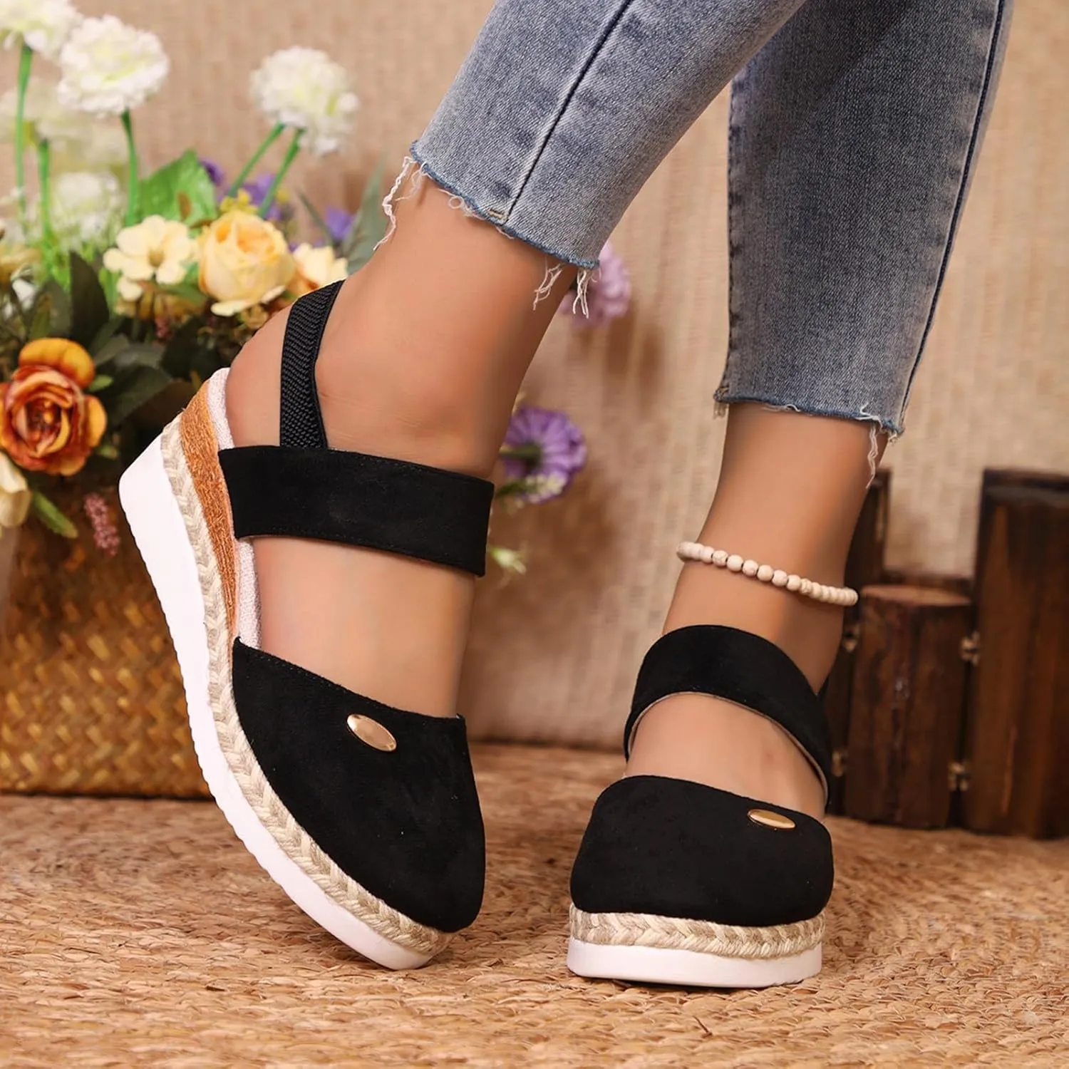 Orthopedic Sandals for Women Summer Ankle Strap Closed Toe Platform Wedge Sandal Anti Slip Comfortable Outdoor Shoes
