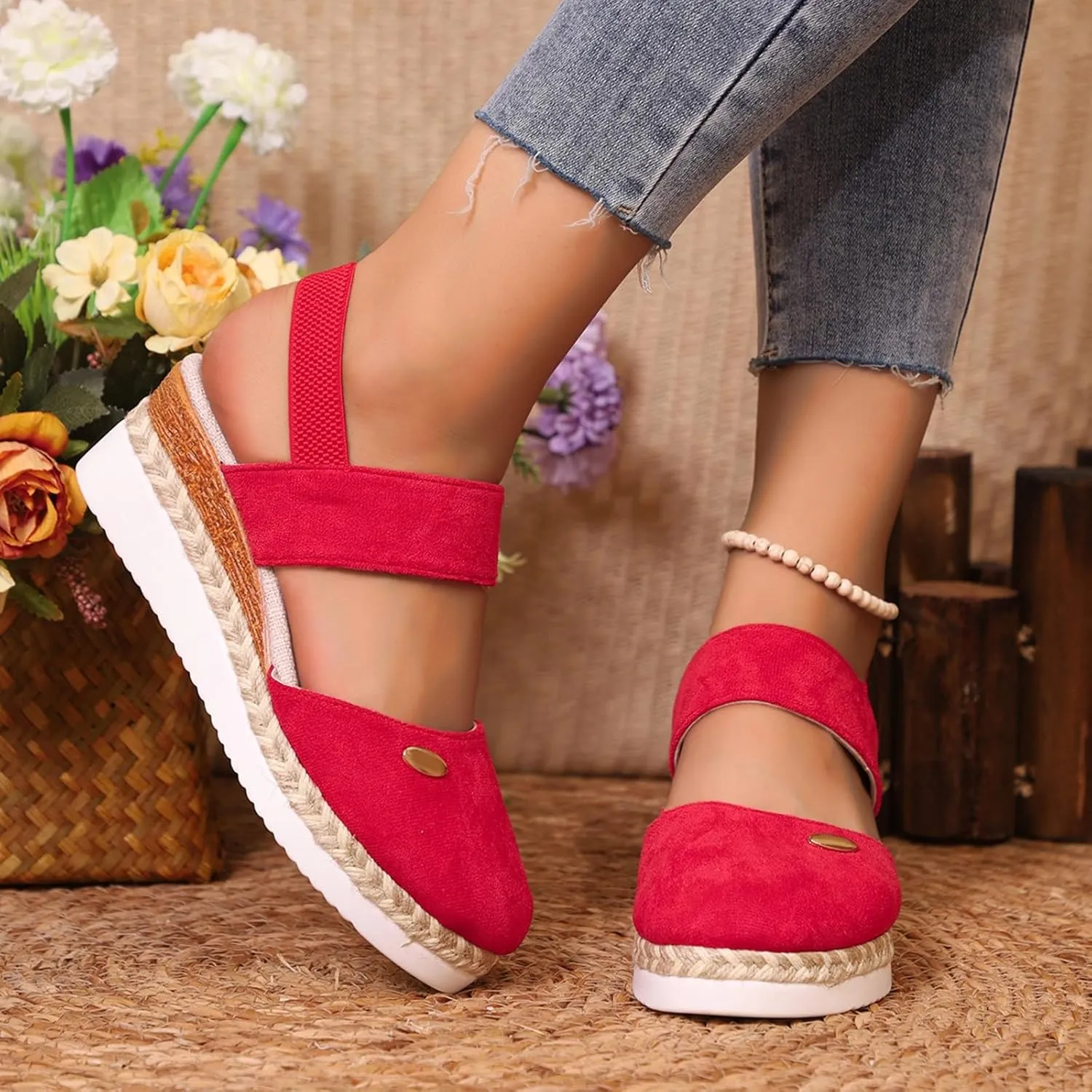 Orthopedic Sandals for Women Summer Ankle Strap Closed Toe Platform Wedge Sandal Anti Slip Comfortable Outdoor Shoes