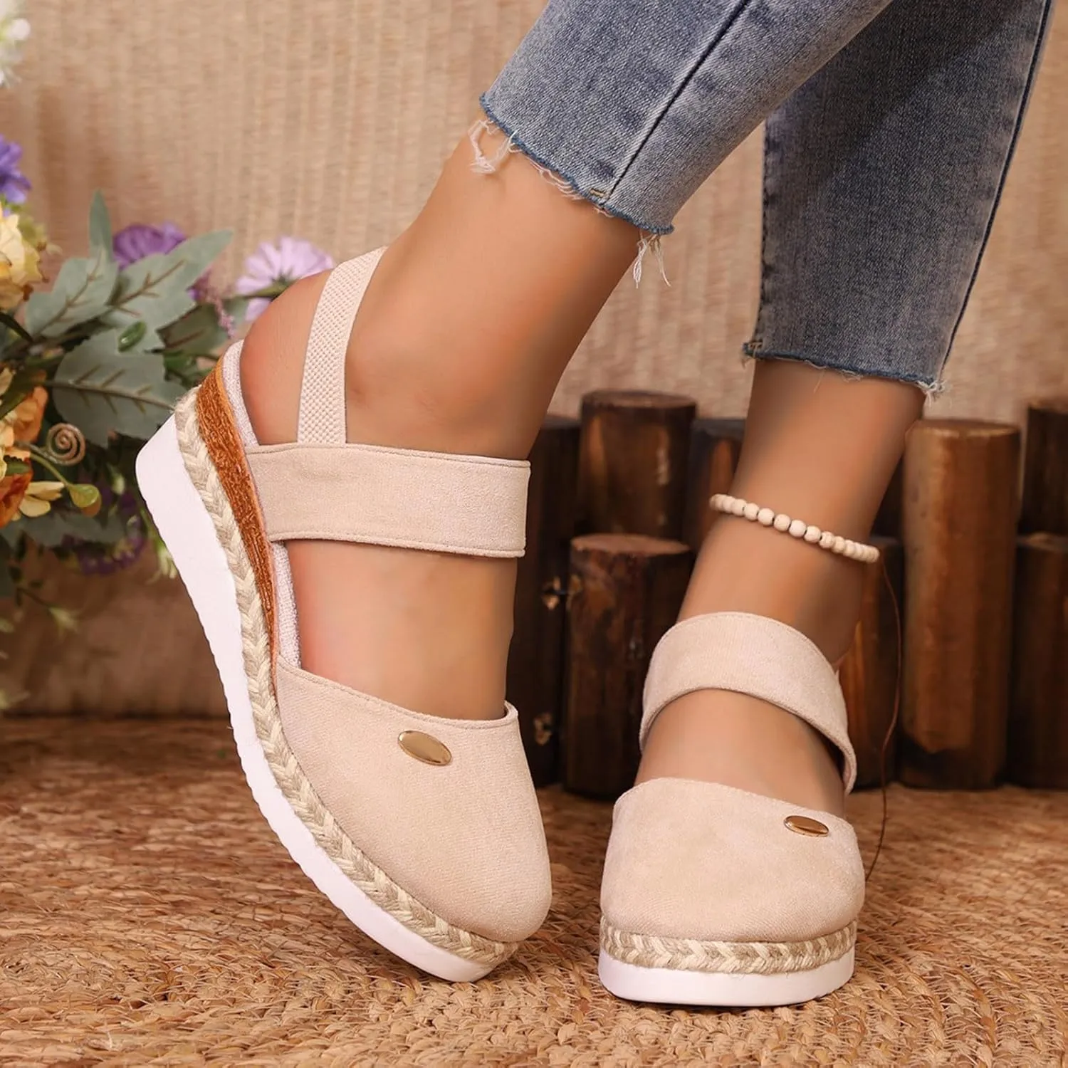 Orthopedic Sandals for Women Summer Ankle Strap Closed Toe Platform Wedge Sandal Anti Slip Comfortable Outdoor Shoes