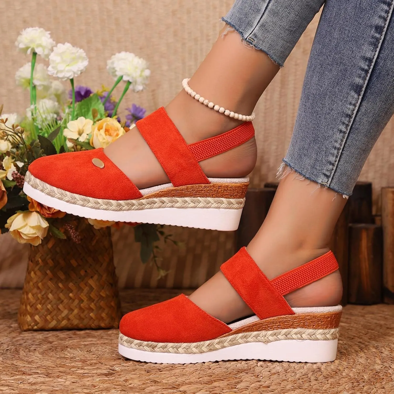 Orthopedic Sandals for Women Summer Ankle Strap Closed Toe Platform Wedge Sandal Anti Slip Comfortable Outdoor Shoes