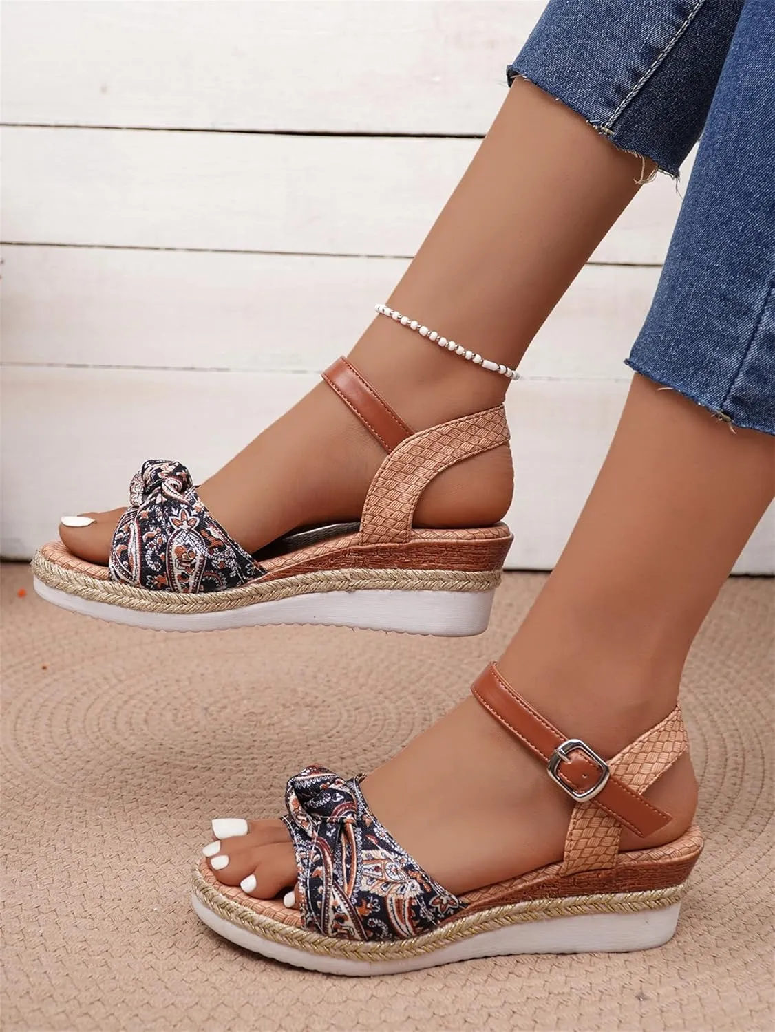 Orthopedic Sandals for Women Walking Slippers with Arch Support Wedge Summer Dressy Beach Casual Slip on Dress Comfortable Platform Walking Open Toe Ankle Strap Boho Outdoor Shoes Sandal