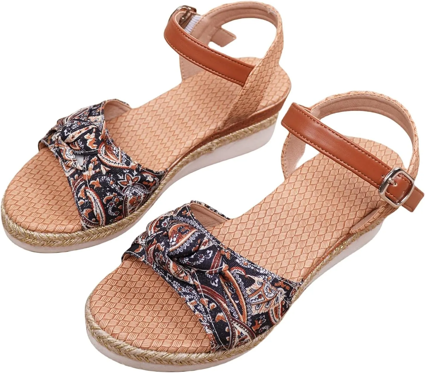 Orthopedic Sandals for Women Walking Slippers with Arch Support Wedge Summer Dressy Beach Casual Slip on Dress Comfortable Platform Walking Open Toe Ankle Strap Boho Outdoor Shoes Sandal