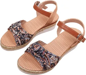 Orthopedic Sandals for Women Walking Slippers with Arch Support Wedge Summer Dressy Beach Casual Slip on Dress Comfortable Platform Walking Open Toe Ankle Strap Boho Outdoor Shoes Sandal