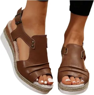 Orthopedic Sandals for Women Wedges Heels,Walking Slippers with Arch Support Wedge Sandal Summer Dressy Open Toe Ankle Strap Platform Casual Slip on Comfortable