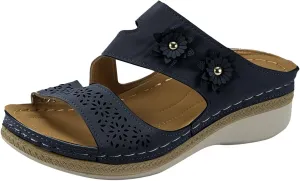 Orthopedic Sandals for Women with Arch Support Summer Dressy Casual Comfortable Flip Flops Walking Wedge Summer Low Heel Walking Support Slip on Support Slippers Vintage Orthotic Thong Shoes