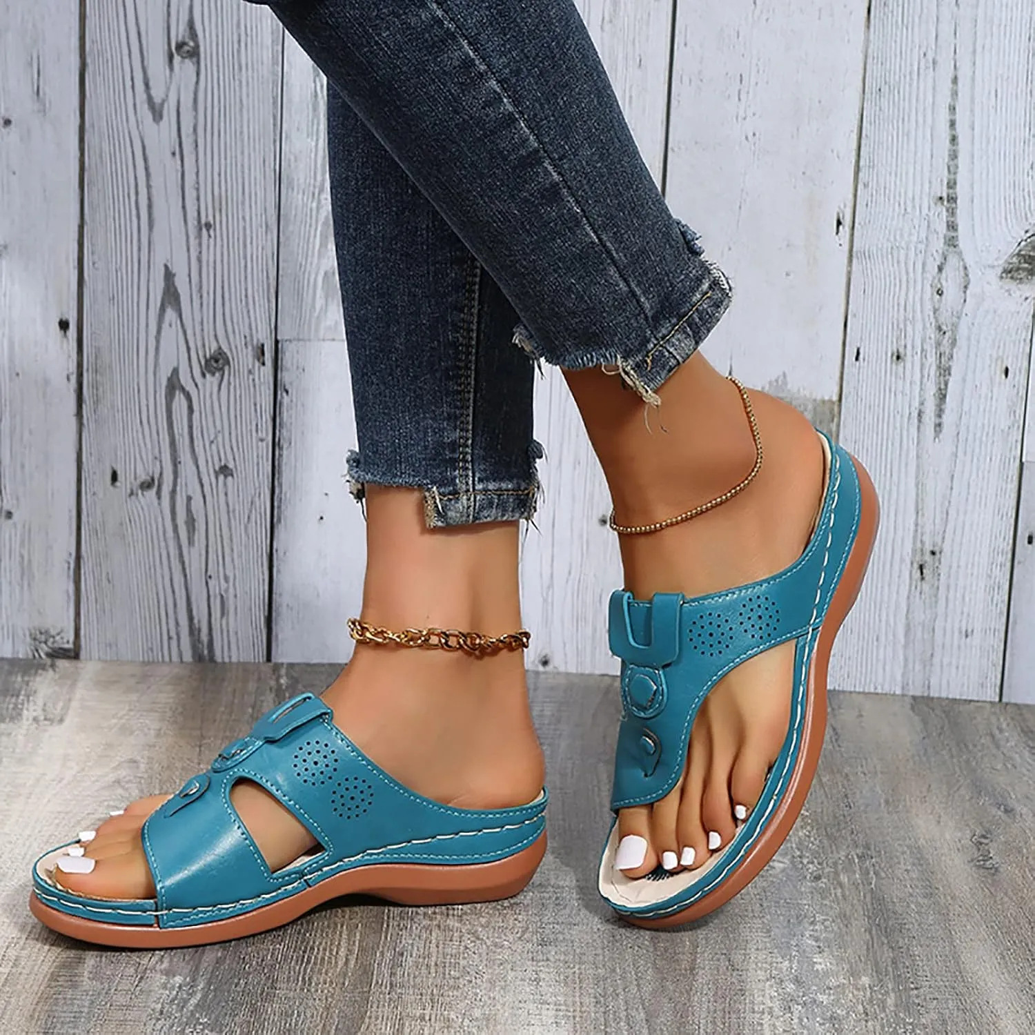 Orthopedic Sandals Women Dressy Summer Wedge Orthotic Womens Dress Sandals Comfortable Sandals Women Arch Support Orthotic Womens Dressy Sandals Flat Slipers for Women with Arch Support