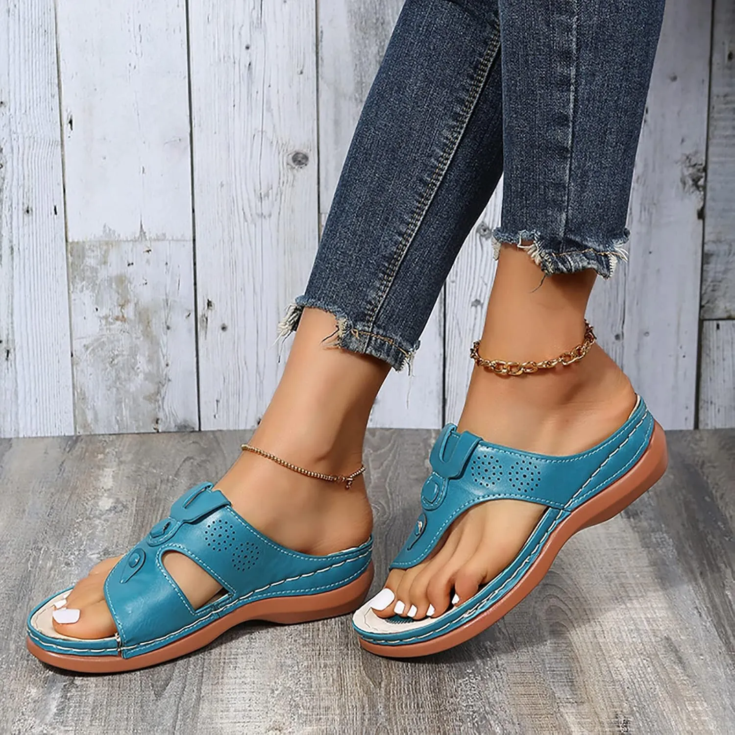 Orthopedic Sandals Women Dressy Summer Wedge Orthotic Womens Dress Sandals Comfortable Sandals Women Arch Support Orthotic Womens Dressy Sandals Flat Slipers for Women with Arch Support