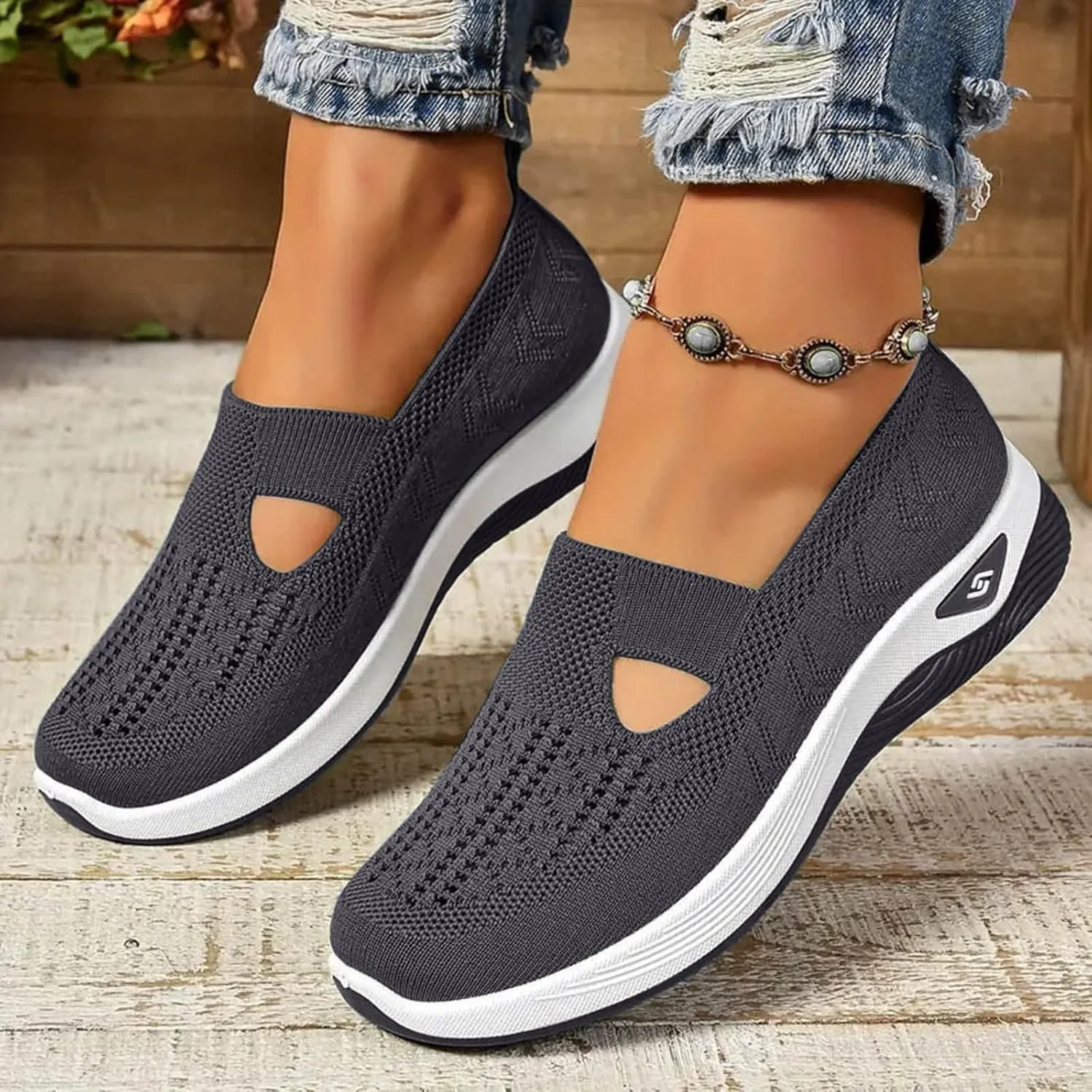 Orthopedic Shoes for Women Sandals,Non Slip Lightweight Sneaker Arch Support Shoes Wide Width Breathable Walking Comfort Slip on Sneakers