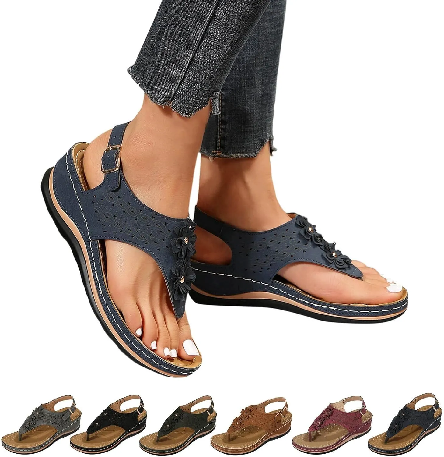 Orthopedic Slippers with Back Strap for Women Orthotic Women Wide Width Sandals Sandals for Women Summer Orthopedic Womens Arch Support Wide Width Dressy Flat Sandals Comfort Sandals Arch Support