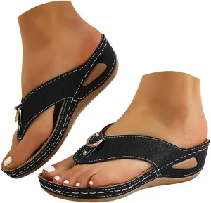Orthopedic Wedge Sandals for Women 2025 Dressy Summer,Comfortable Sandal Arch Support Wedges Non Slip Flip Flops Slides