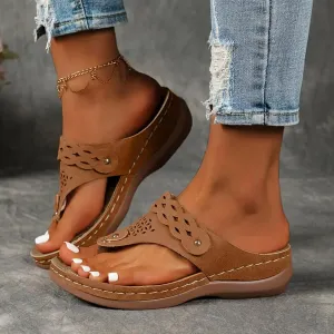 Orthopedic Wedge Sandals for Women 2025,Womens Summer Sandal Slip On Beach Slippers Dressy Arch Support Wedges Sandal Vintage Wide Width Flip Flops Casual Boho Vacation Walking Slipper