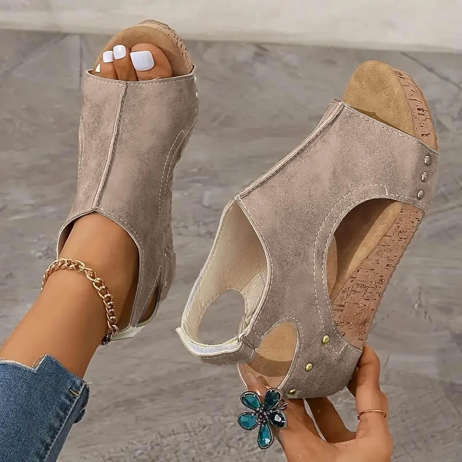 Orthopedic Wedge Sandals for Women Dressy Summer 2025 Open Toe Espadrilles Comfortable Dressy Ankle Strap Platform Boho Beach Shoes Comfortable Casual