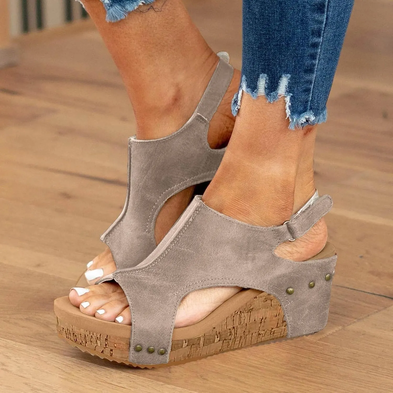 Orthopedic Wedge Sandals for Women Dressy Summer 2025 Open Toe Espadrilles Comfortable Dressy Ankle Strap Platform Boho Beach Shoes Comfortable Casual