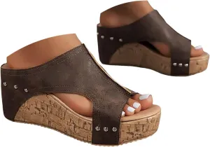 Orthopedic Wedge Sandals for Women Summer Dressy 2025 Casual Low Wedges Walking Slip on Sandal Womens Open Toe Espadrilles Platform Sandals Buckle Ajustable Ankle Strap Wedge Sandals Shoes