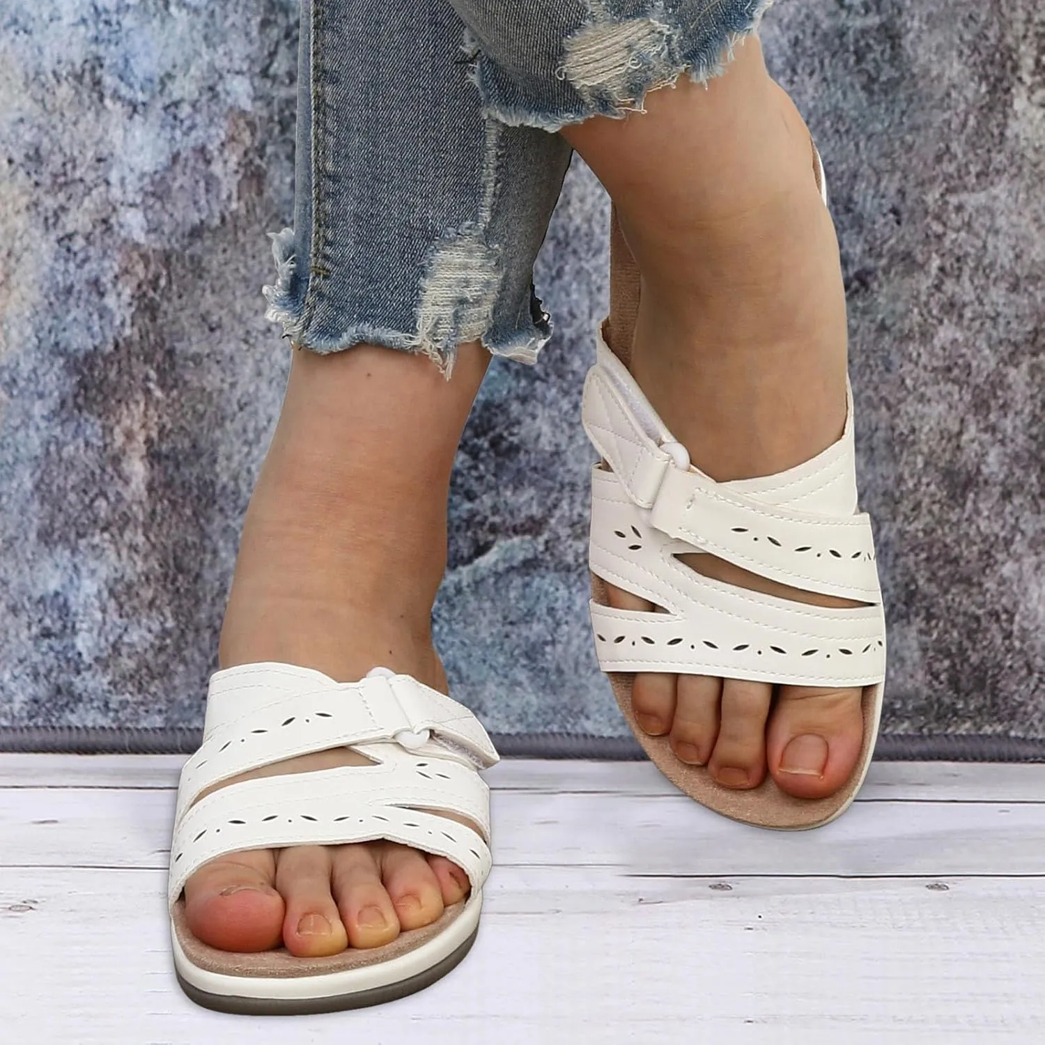 Orthopedic Wedge Sandals for Women Summer Dressy 2025 Fashion Orthotic Slides Ladies Lightweight Athletic Yoga Mat Sandal Slip On Slippers Outdoor Comfortable Walking Casual Shoes