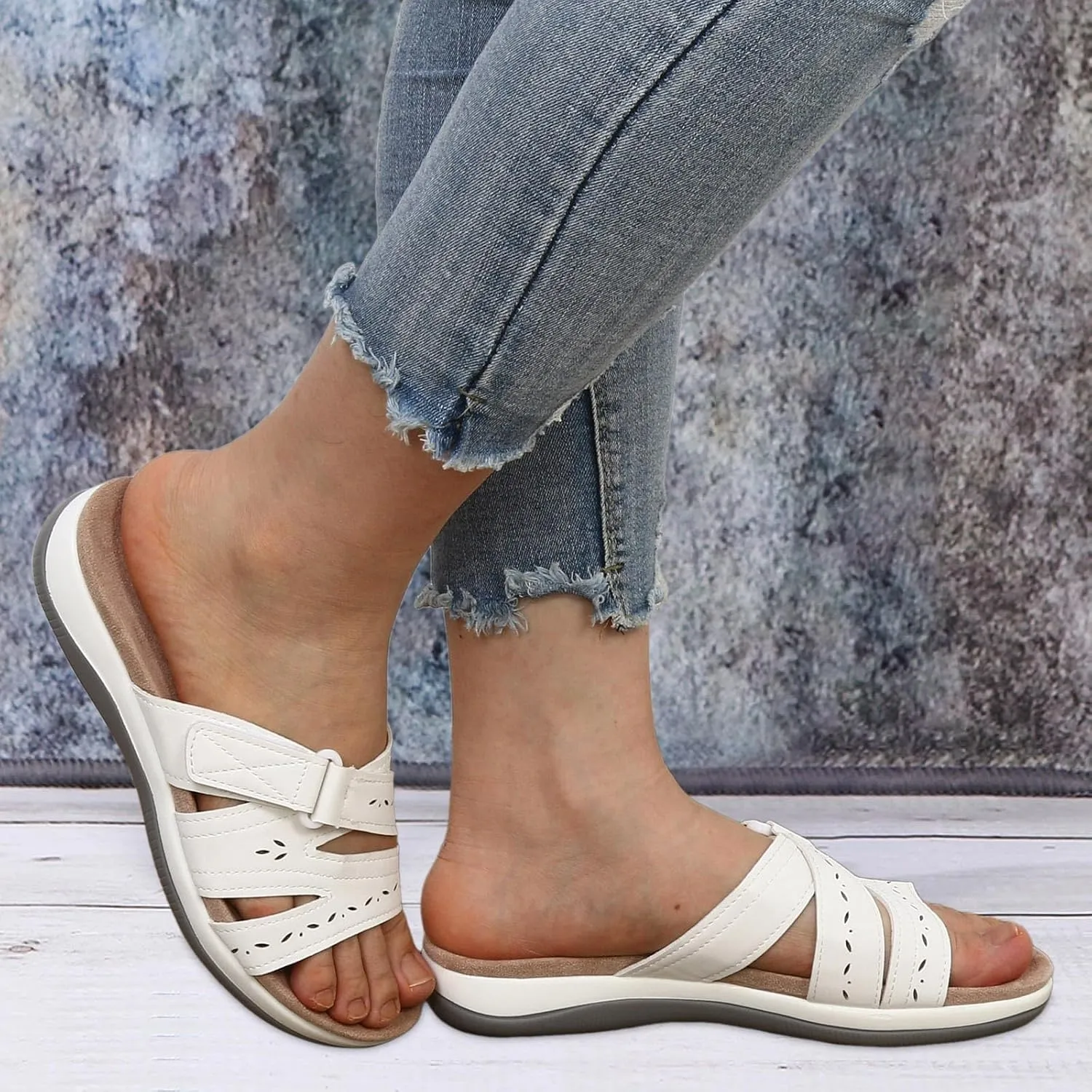 Orthopedic Wedge Sandals for Women Summer Dressy 2025 Fashion Orthotic Slides Ladies Lightweight Athletic Yoga Mat Sandal Slip On Slippers Outdoor Comfortable Walking Casual Shoes