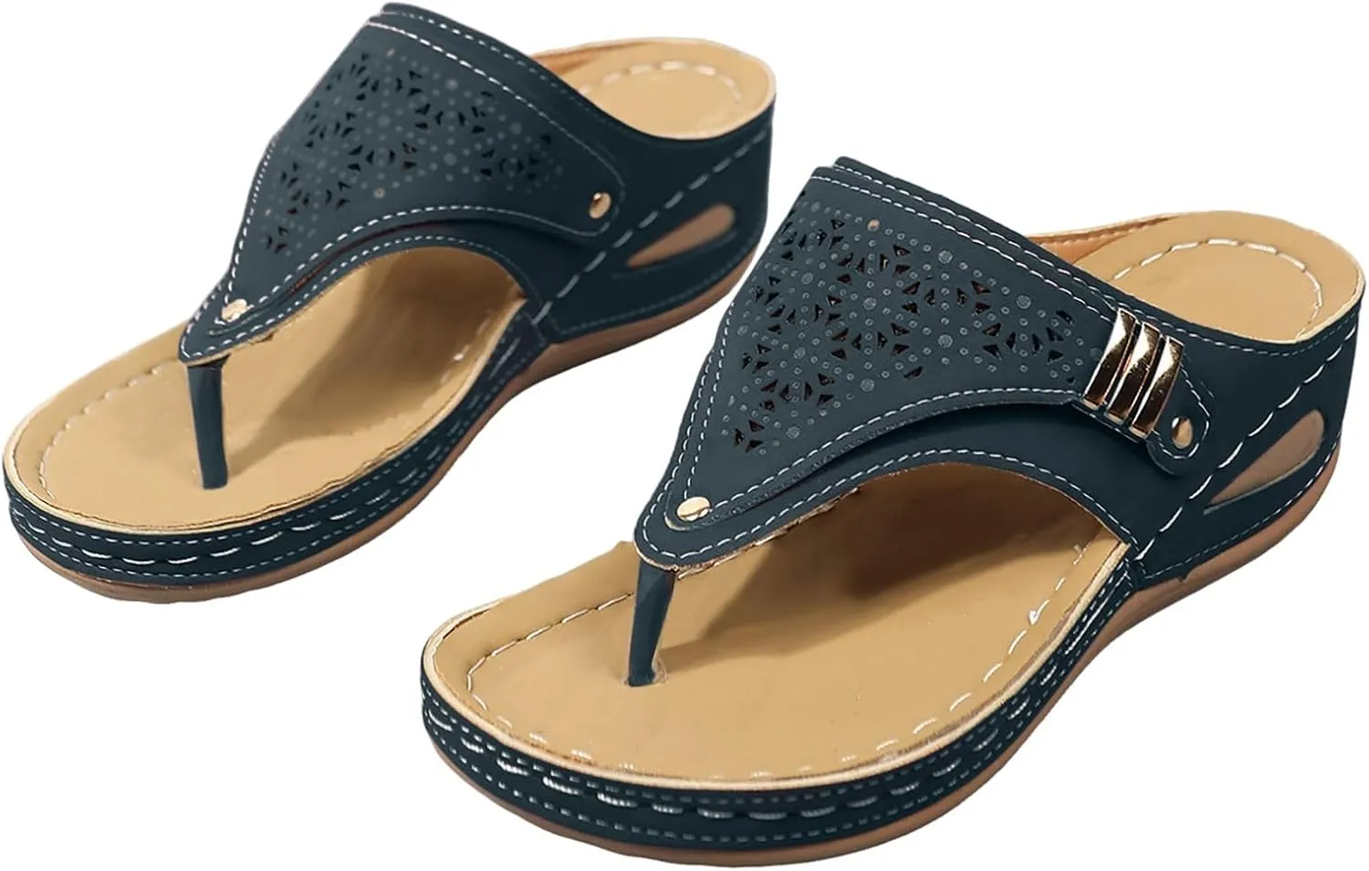 Orthopedic Wedge Sandals for Women Summer Dressy 2025 Flat Open Toe Platform Casual Flip Flops Arch Support Silppers Comfortable Slip on Beach Dress Shoes