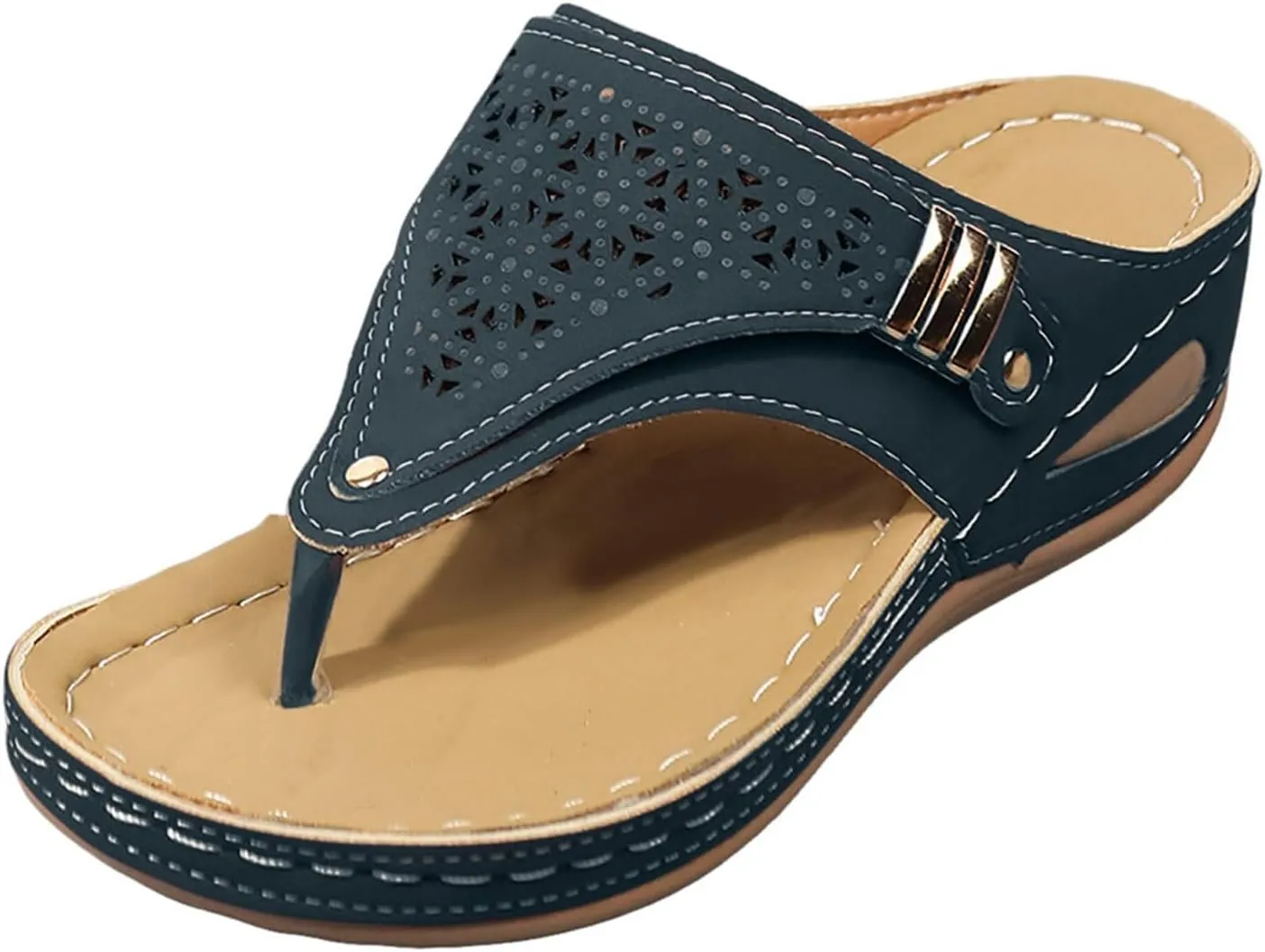 Orthopedic Wedge Sandals for Women Summer Dressy 2025 Flat Open Toe Platform Casual Flip Flops Arch Support Silppers Comfortable Slip on Beach Dress Shoes