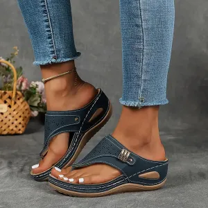 Orthopedic Wedge Sandals for Women Summer Dressy 2025 Flat Open Toe Platform Casual Flip Flops Arch Support Silppers Comfortable Slip on Beach Dress Shoes