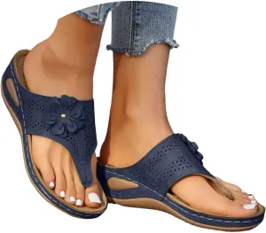 Orthopedic Wedge Sandals for Women Summer Dressy 2025 Flat Open-Toe Platform Flip Flops with Arch Support Comfortable Slip On Beach & Casual Shoes