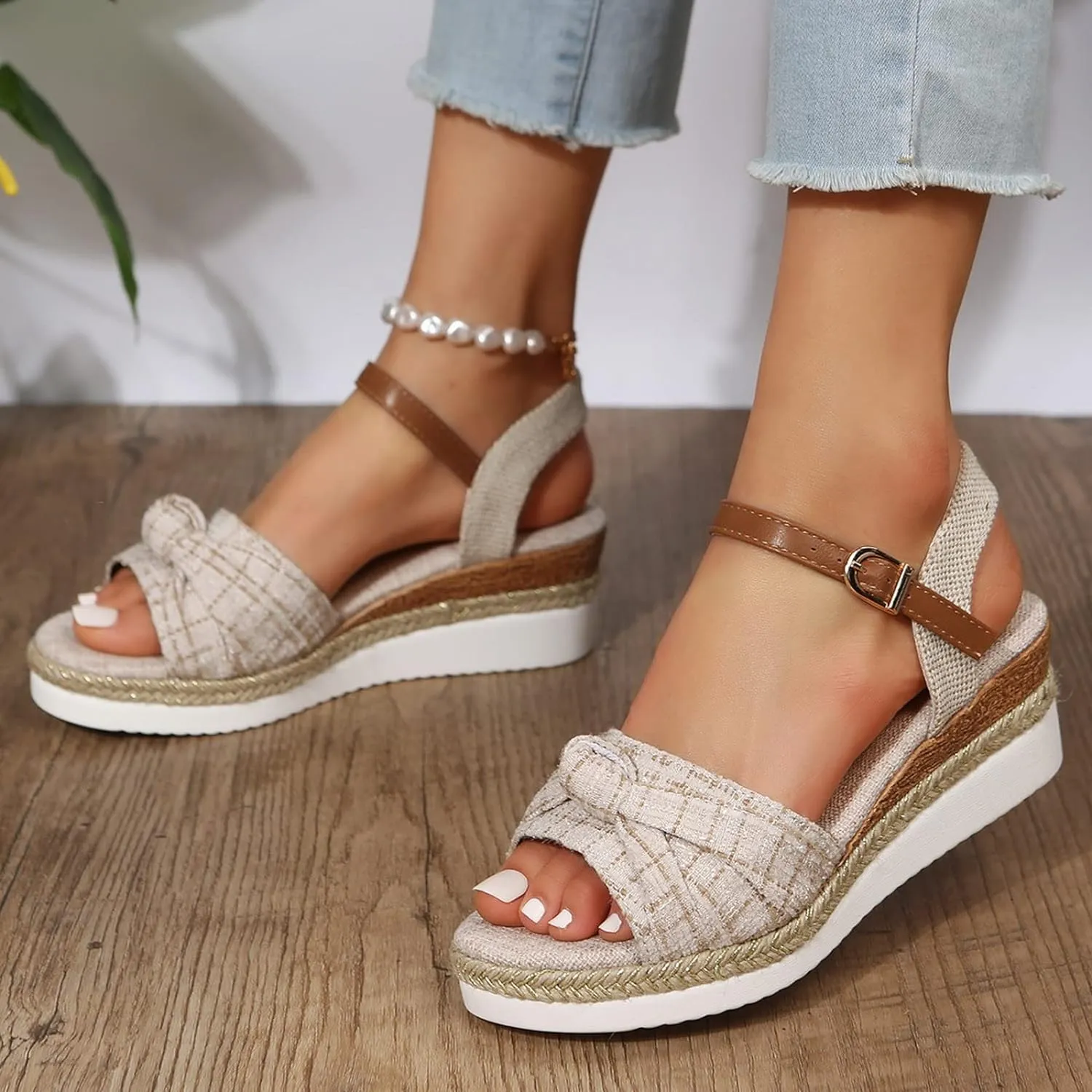 Orthopedic Wedge Sandals for Women Summer Dressy 2025 Open Toe Ankle Strap Platform Casual Strappy Wedges Slip on Beach Sandals Dress Shoes Comfortable Outdoor